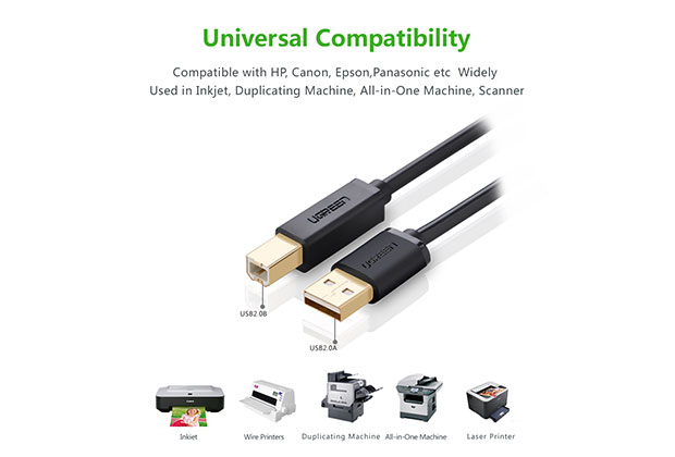 Cáp  máy in USB Ugreen dài 1.5m 10350 chính hãng cao cấp